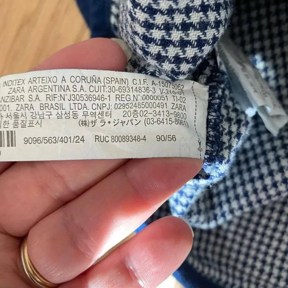 Zara toddler dress dark soft denim cotton Gingham contrast cuff Ruffle 18-24 mos